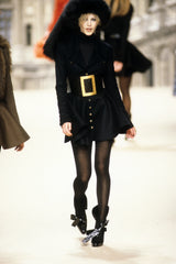 Amazing Fall 1994 Chanel by Karl Lagerfeld Runway Look 20 Deep Blue Black Cashmere Flare Jacket