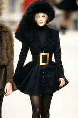 Amazing Fall 1994 Chanel by Karl Lagerfeld Runway Look 20 Deep Blue Black Cashmere Flare Jacket