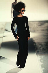 Incredible Fall 1998 Guy Laroche by Alber Elbaz Runway Black Jersey Reissue of the Mireille Darc Backless Dress