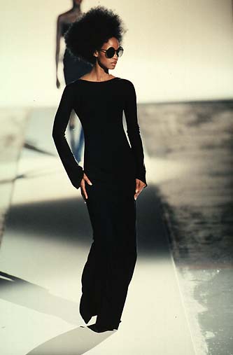 Incredible Fall 1998 Guy Laroche by Alber Elbaz Runway Black Jersey Reissue of the Mireille Darc Backless Dress
