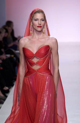 Fall 2001 Red & Gold Bob Mackie Cut Out Gown