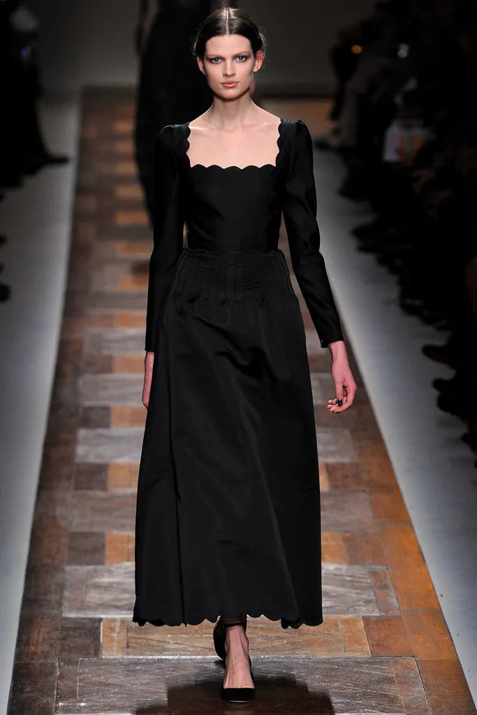 Fall 2012 Valentino by Pierpaolo Piccioli & Maria Grazia Chiuri Black Silk Dress w Front Plunge
