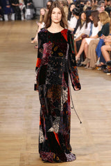 Fall 2015 Chloe by Clare Waight Keller Velvet Closing Runway Look 45 Velvet Patchwork Dress