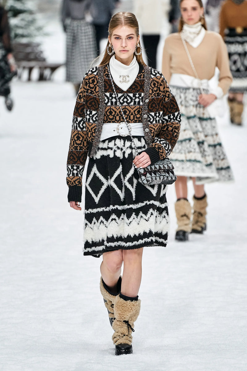 Incredible Fall 2019 Chanel by Karl Lagerfeld Runway Look 25 Knit Skirt w Sequin Detail