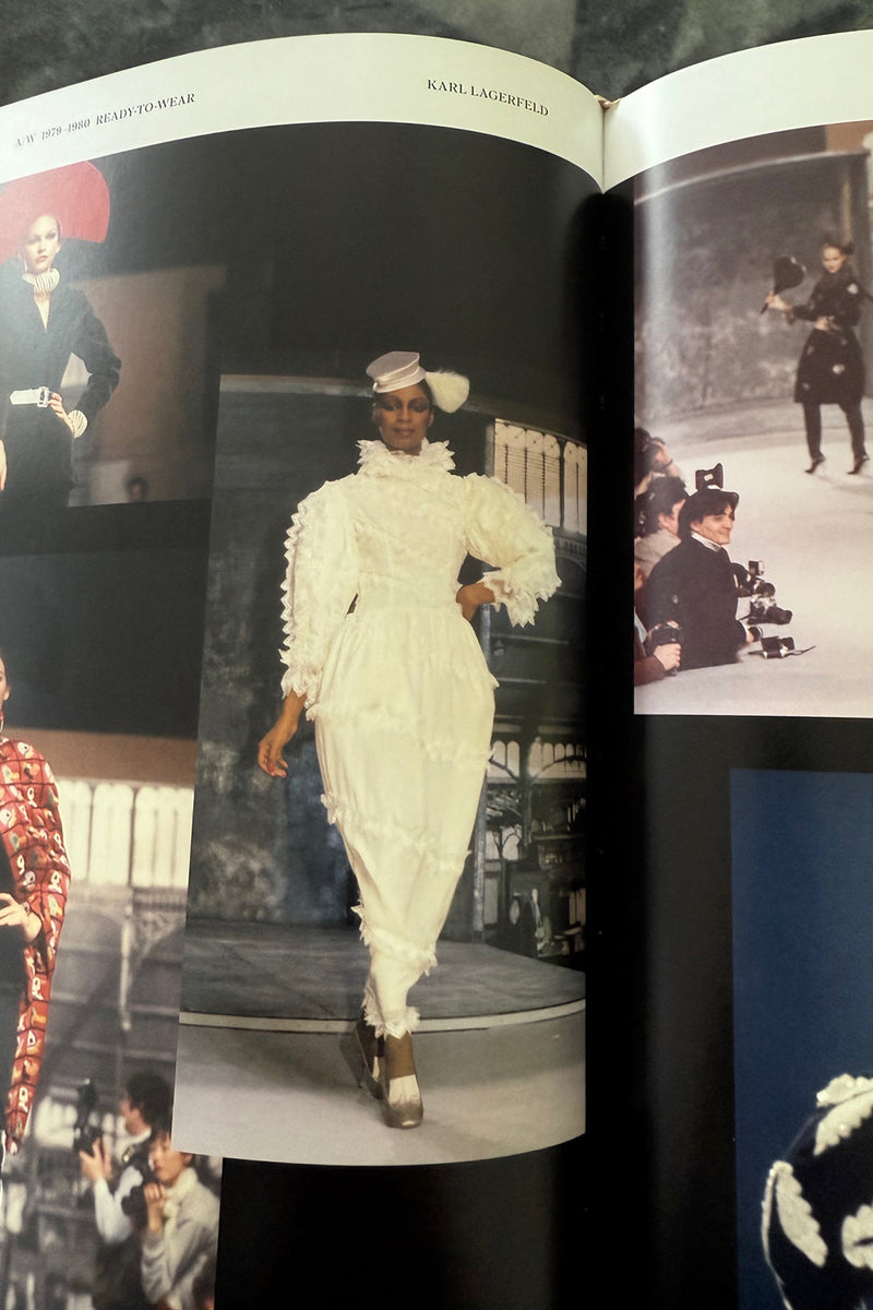 Incredibly Rare Fall 1979 Chloe by Karl Lagerfeld Couture Runway Ivory Chiffon & Lace Dress w pearl Details