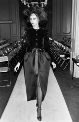 Fall 1978 Givenchy Haute Couture Original Runway Sample Black Silk & Velvet Dress w Beaded Sleeves