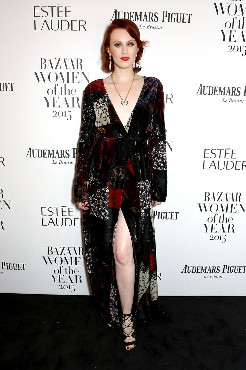 Fall 2015 Chloe by Clare Waight Keller Velvet Closing Runway Look 45 Velvet Patchwork Dress
