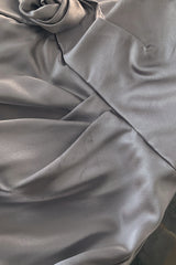 Wonderful Fall 2008 Christian Dior by John Galliano Deep Silver Silk Bias Cut Dress w Fabric Flower Details
