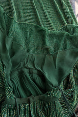 Phenomenal & Rare 1979 Halston Couture Andy Warhol Filmed Green Beaded Halter Dress w Open Back