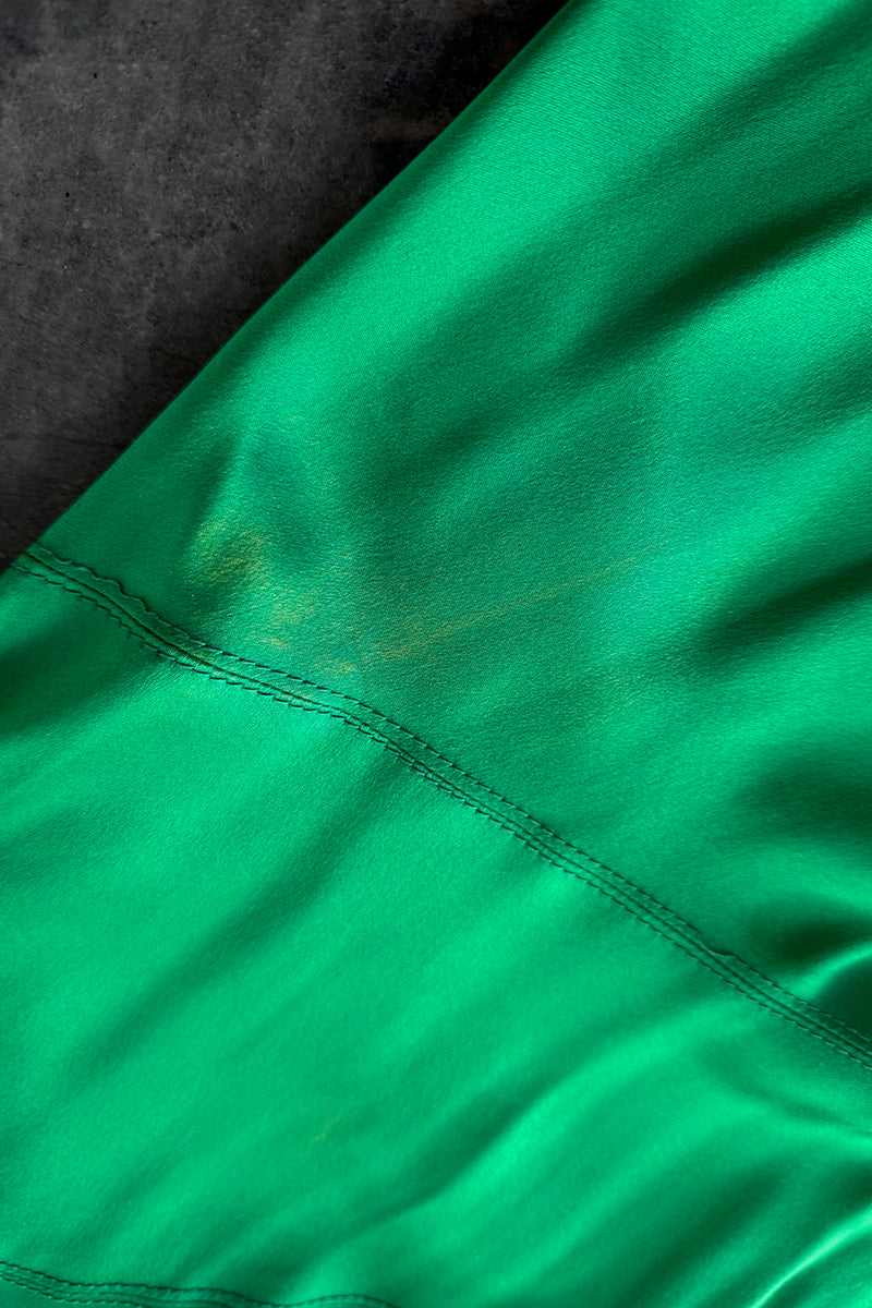 Outstanding Fall 2001 Versace by Donatella Versace Runway Look 54 Green Silk Bias Cut Dress