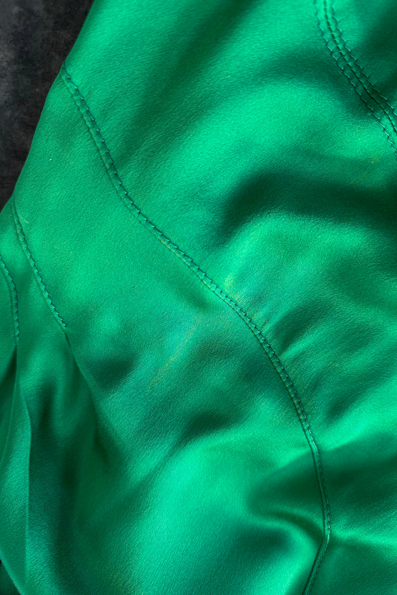 Outstanding Fall 2001 Versace by Donatella Versace Runway Look 54 Green Silk Bias Cut Dress