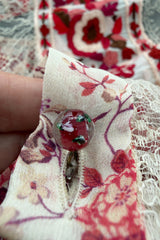 Spring 2016 Etro by Veronica Etro Runway Look 6 Ivory Net Lace Dress w Embroidered Silk Panels