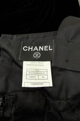 Phenomenal Fall 2002 Chanel by Karl Lagerfeld Black Silk Dress w Velvet Detail & Back Panel