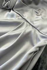 Fall 2008 Christian Dior by John Galliano Bias Cut Silver Silk Halter Dress w Flower Detailng