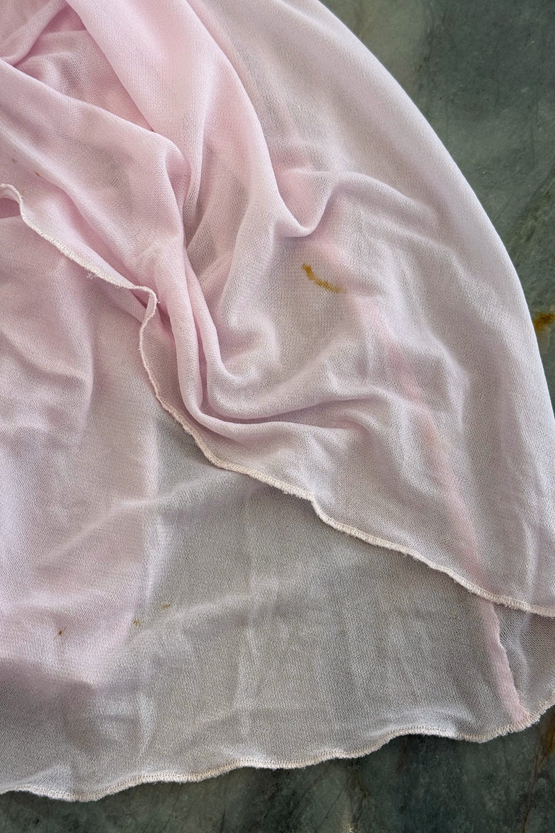 2005 Roberto Cavalli Pale Pink Silk Jersey Plunge Dress w Trained Back