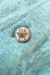 Fall 2019 Chanel by Karl Lagerfeld Pastel Baby Blue Knit Jacket w Handmade Snowflake Buttons