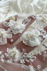 Vintage Valentino White Silk Wedding Dress w Elaborate Trains, Pleating & Extensive Beading Detail