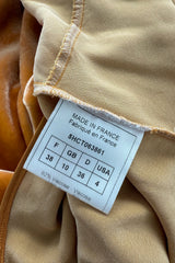 Magical Fall 2005 John Galliano Deep Golden Coloured Bias Cut Velvet Dress w Front Knot Detail