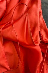 Spring 2004 Roberto Cavalli Runway Look 21 Orange Bias Cut Silk Dress Worn by Juno Temple