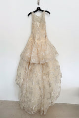 Dreamy Pre-Fall 2015 Oscar de la Renta Look 36 Metallic Gold Applique & Ivory Net Dress