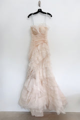 Divine Spring 2017 Carolina Herrera Palest Peach Ivory Silk Organza & Silk Net Strapless Ruffled Wedding Dress
