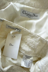 Extraordinary Spring 2006 Christian Dior by John Galliano Textured Off White Bow Detailed Jacket & Full Skirt Suit
