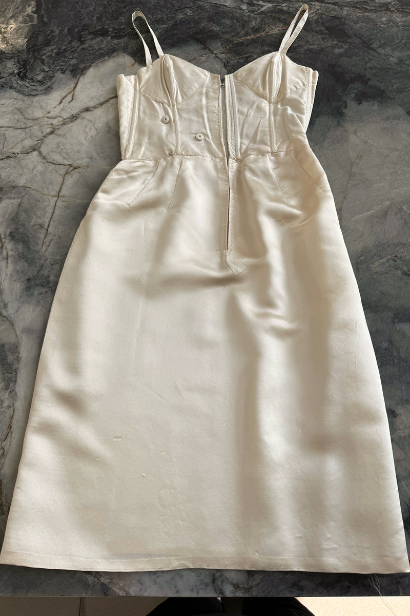 Incredible 1960s Philippe Venet Hand Made Haute Couture Ivory Silk