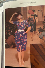 Rare Spring 1979 Chloe by Karl Lagerfeld Floral & Stripe Print Silk Dress w Matching Striped Belt