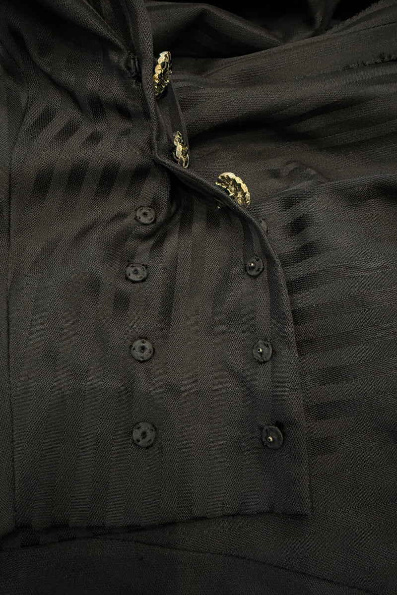Fabulous Spring 1985 Emanuel Ungaro Haute Couture Runway Black Stripe Jacket & Skirt Set