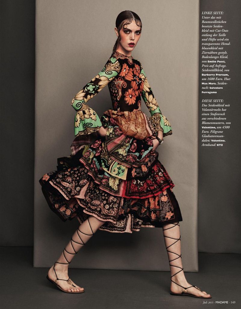 Iconic Spring 2015 Valentino Printed Tiered Runway Dress by Maria Grazia Chiuri & Pier Paolo Piccioli