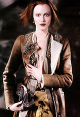 Prettiest Fall 2004 Prada Runway & Ad Campaign Print Silk Chiffon Dress w Beaded Detailing