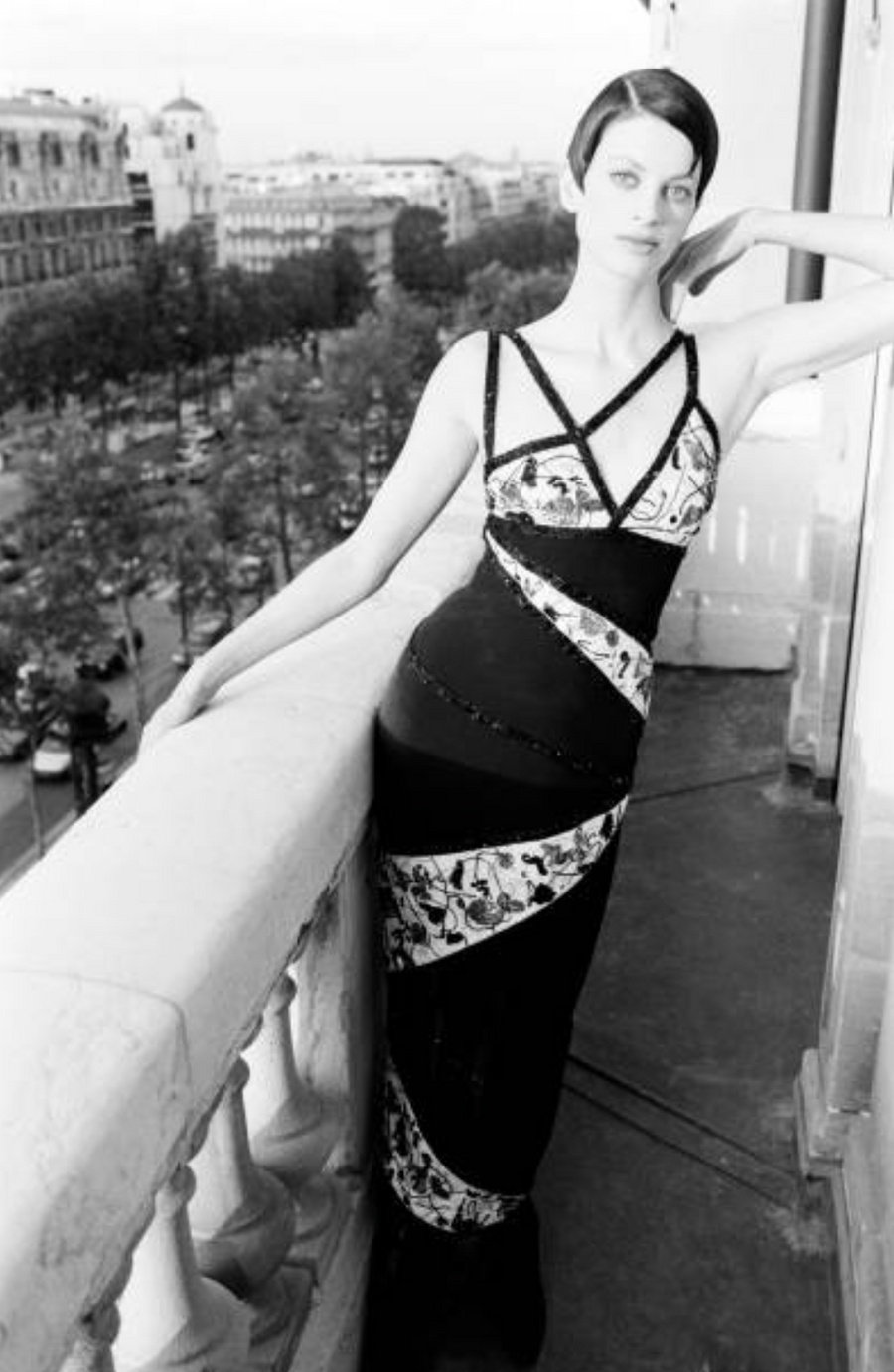 Fantastic Spring 1993 Karl Lagerfeld Runway Black Dress w Extensive Be – Shrimpton Couture