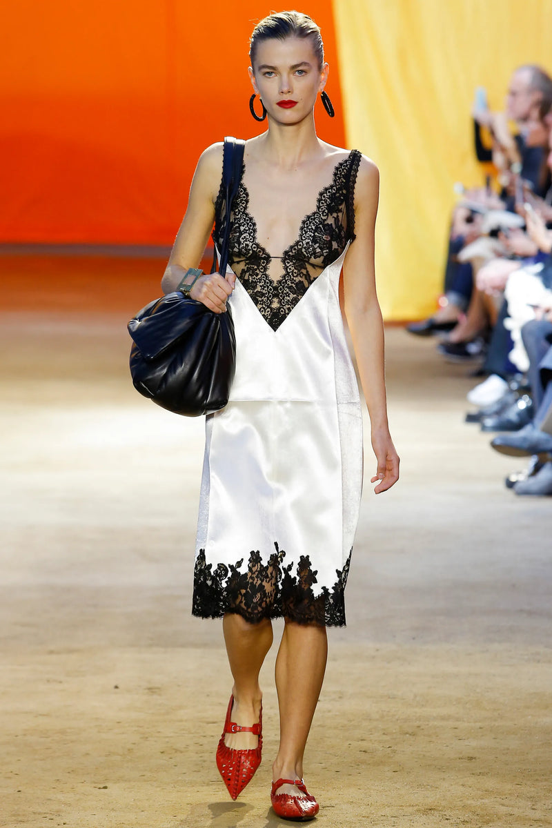 Spring 2016 Celine by Pheobe Philo Runway White Silk Black Lace
