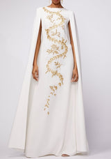 Spring 2019 Oscar de la Renta by Laura Kim & Fernando Garcia Gold Embellished Ivory Caftan Dress