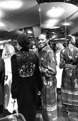 Documented Fall 1970 Valentino Printed Black Ribbon Silk Chiffon Dress w Huge Tassel Detail