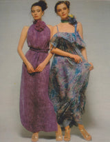 Spectacular Spring 1978 Christian Dior by Marc Bohan Blue Floral Silk Chiffon Dress w Ribbon Straps