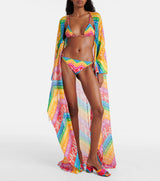 Dreamy 2024 Valentino Special Escape Summer Capsule Cotton Chevron & Logo Print Cover Up Overdress