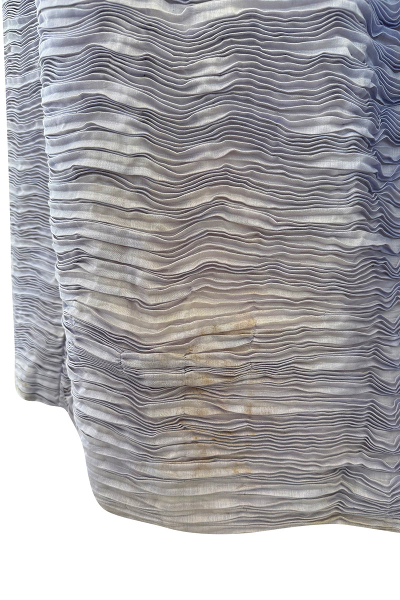 Elegant Late 1950s Sybil Connolly Couture Pale Lavender Pleated Linen Strapless Dress w Shawl