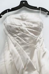 2010-2011 Alexander McQueen Strapless Ivory Silk Dress w Hand Embroidered Flowers & Train