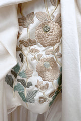 2010-2011 Alexander McQueen Strapless Ivory Silk Dress w Hand Embroidered Flowers & Train