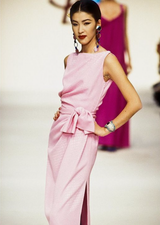 Yves Saint Laurent Spring 1993 minimalist White Dress w Raised Reptile Print