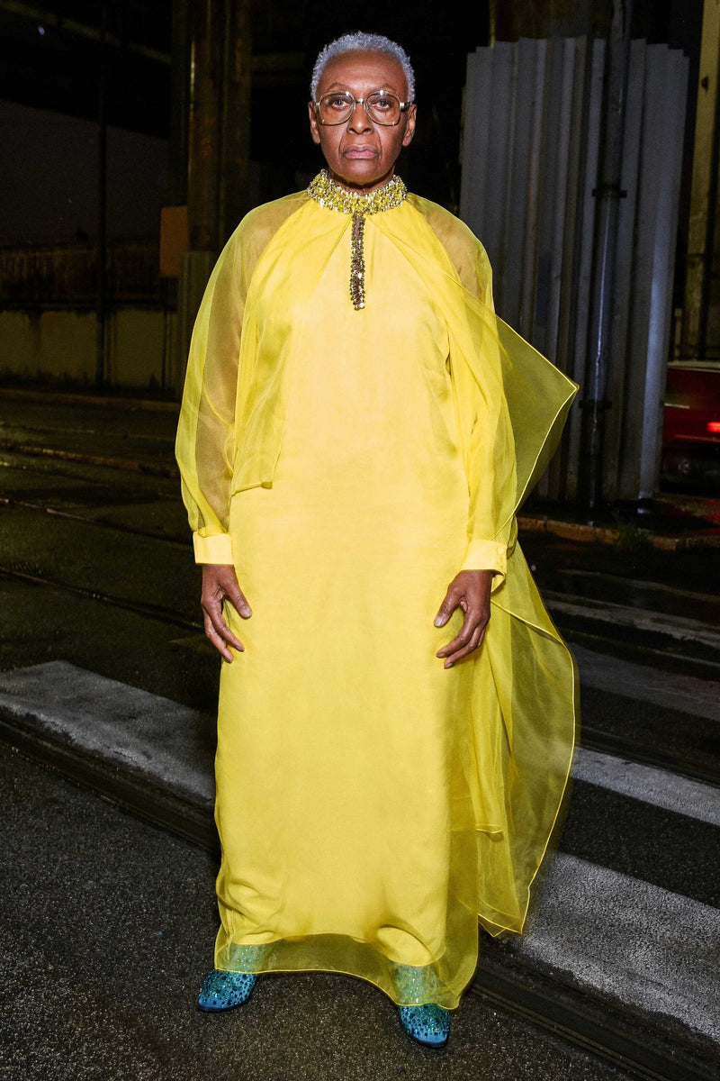 Prettiest Pre Fall 2020 Gucci by Alessandro Michele Yellow Silk Dress Shrimpton Couture