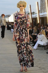 Dreamy Cruise 2010 Chanel by Karl Lagerfeld Runway Look 33 'Painted' Silk Net Floral Dress