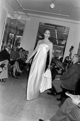 Rare 1976 Halston Couture Iconic Well Documented Front Tying Bias Cut Black Velvet Strapless Column Dress