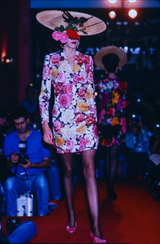 Rare Spring 1988 Christian Lacroix Well Documented Brilliant Silk Floral Dress w Back Bustle