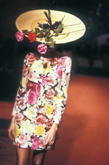 Rare Spring 1988 Christian Lacroix Well Documented Brilliant Silk Floral Dress w Back Bustle