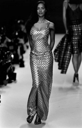 Extraordinary & Rare Fall 1995 Todd Oldham Runway Gold Metallic Woven Ribbon Dress