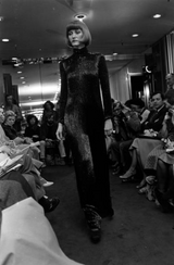 Incredible Fall 1975 John Anthony Glossy Black Completely Hand Beaded Runway Sample Dress