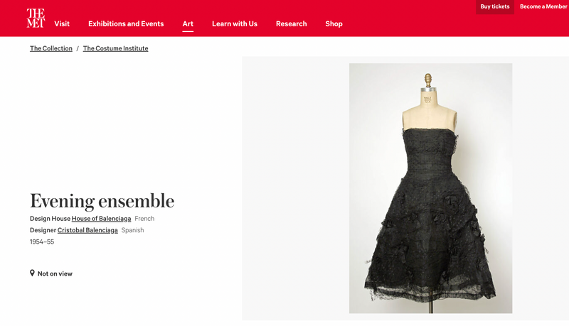 Extraordinary Winter 1954 Cristobal Balenciaga Haute Couture Strapless Black Silk Dress w Lace Bodice