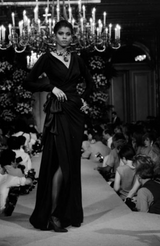 Exceptional Fall 1983 Yves Saint Laurent Haute Couture Runway Black Silk Wrap Dress w Bow Detail